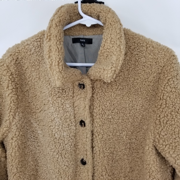 Fate Camel Teddy Button Up Jacket Size Small - Picture 4 of 11
